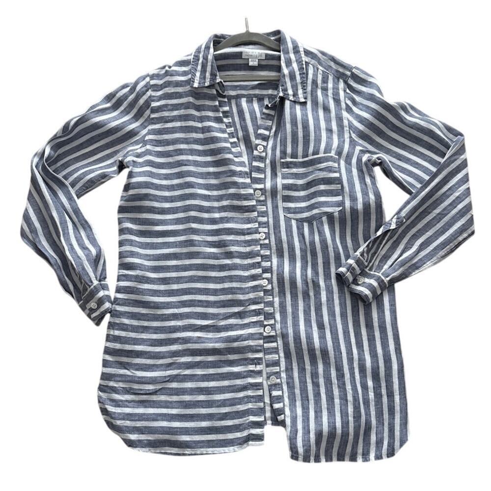 J.Jill Love Linen Striped Button Down Shirt S